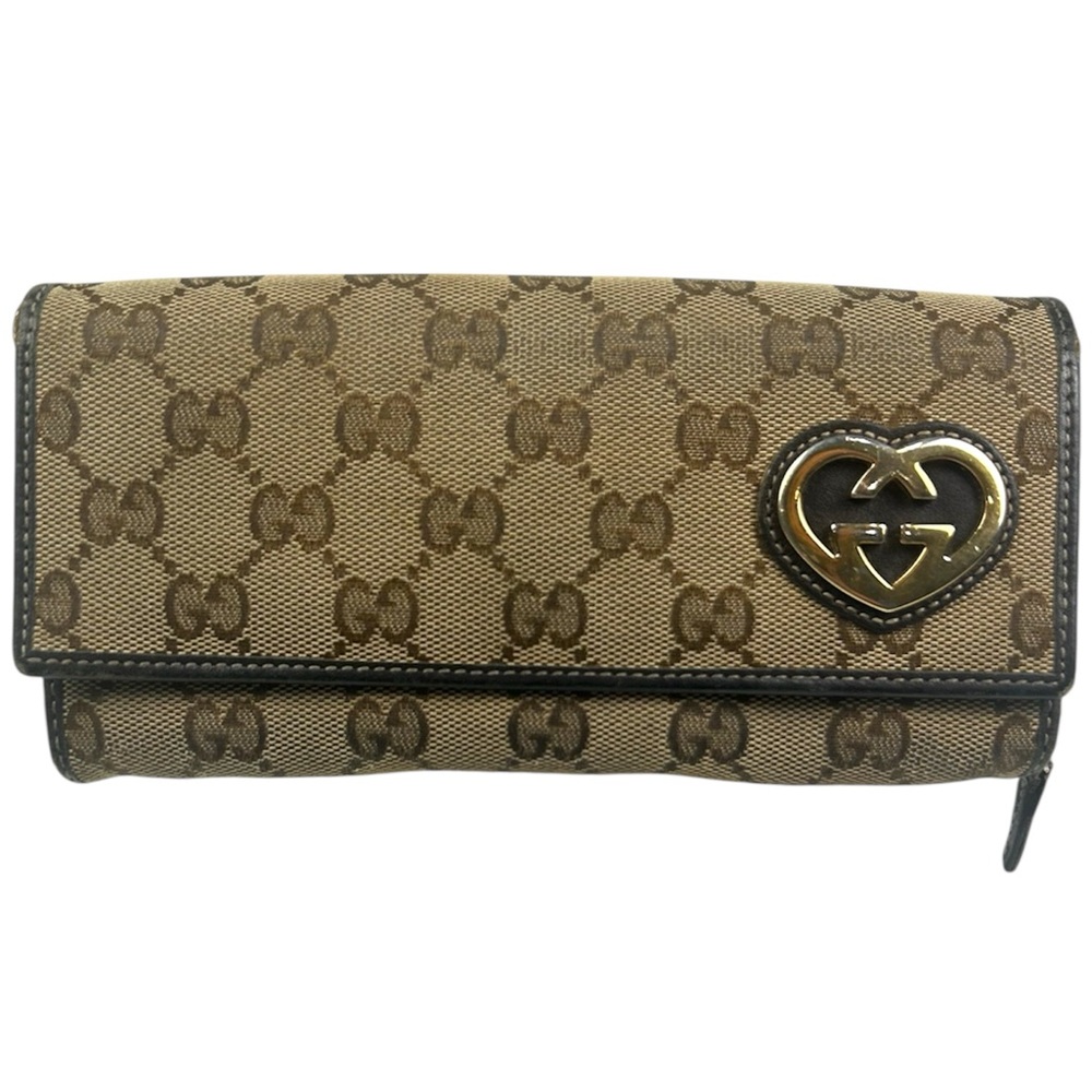 Gucci Tan and Gold Heart Wallet